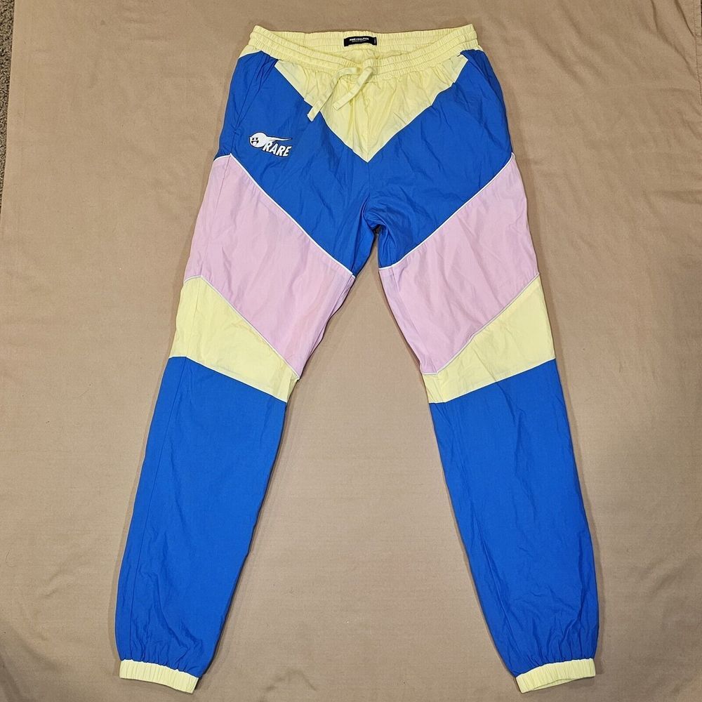 Pink Dolphin‎ Rare Nylon Colorblock Pink/Blue/Yellow Track Pants Size Small